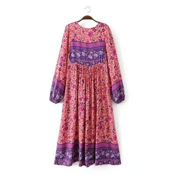 Boho Pink and Purple Maxi Dress - Picture 5 of 6